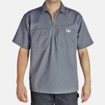 Short Sleeve Solid 1/2 Zip Shirt - Charcoal Heather