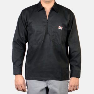 Long Sleeve Solid 1/2 Zip Shirt - Black