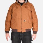 Canvas Full-Zip Hooded Jacket - Brown